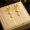 Wholesale Long Chain Tassel Love Ball Titanium Steel Gold Plated Electroplated Geometric Earrings For Unisex
