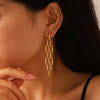 Wholesale Long Tassel Drop Shape Stainless Steel Earrings With Woven Stitching And Pvd Furnace Real Gold Electroplating