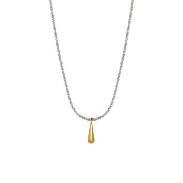 Wholesale Long Water Drop Geometric Edelweiss Chain Necklace For Women Stainless Steel Gold Plated