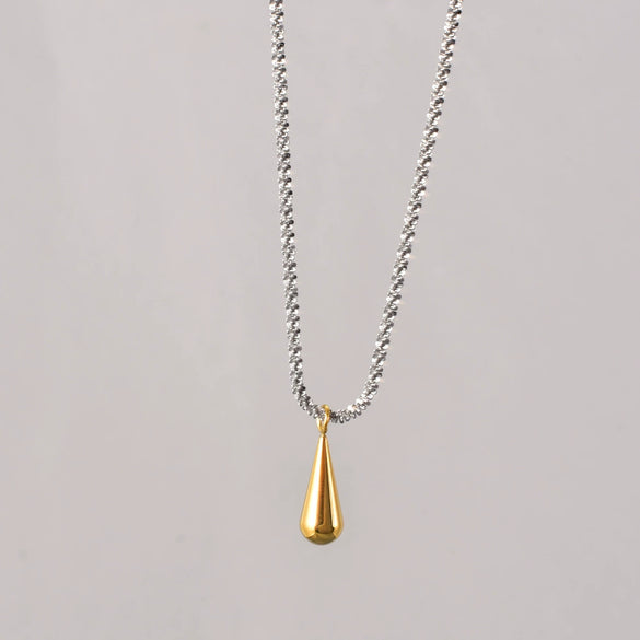 Wholesale Long Water Drop Geometric Edelweiss Chain Necklace For Women Stainless Steel Gold Plated