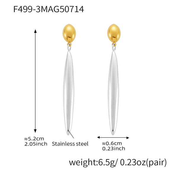 Wholesale Long Water Drop Geometric Stainless Steel Electroplated Slimming Cool Style Women's Earrings