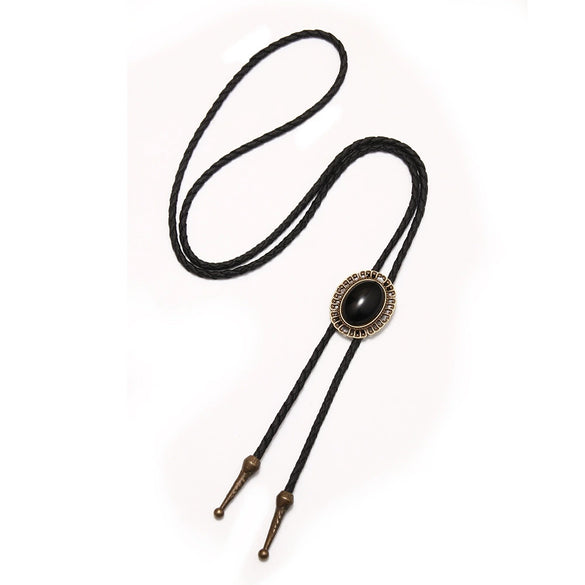 Wholesale Long Woolen Chain And Polo Tie In Retro Style With Artificial Leather Alloy Pendant Acrylic Gem Geometric And Plaid Pattern