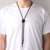Wholesale Long Woolen Chain And Polo Tie In Retro Style With Artificial Leather Alloy Pendant Acrylic Gem Geometric And Plaid Pattern