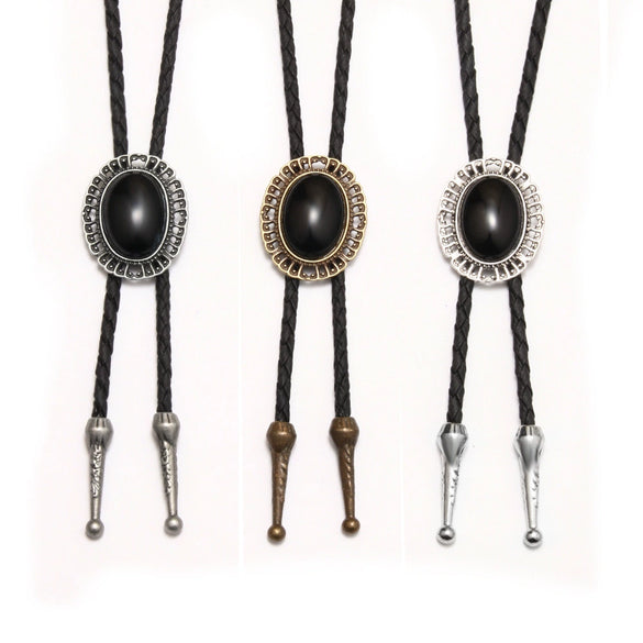 Wholesale Long Woolen Chain And Polo Tie In Retro Style With Artificial Leather Alloy Pendant Acrylic Gem Geometric And Plaid Pattern