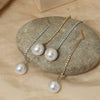 Wholesale Long Zircon Pearl Earrings For Women Simple Geometric Style Stainless Steel With Electroplating