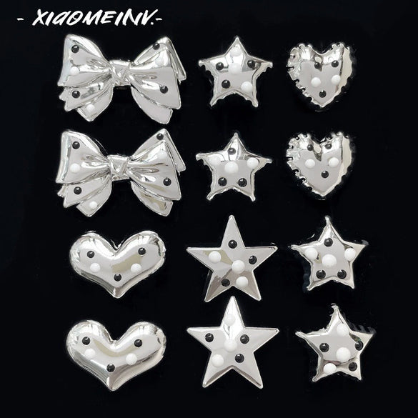 Wholesale Loose Beads Acrylic Plastic Resin Y2k Heart Star Bow Electroplated Beading Material For Diy Bracelet Necklace