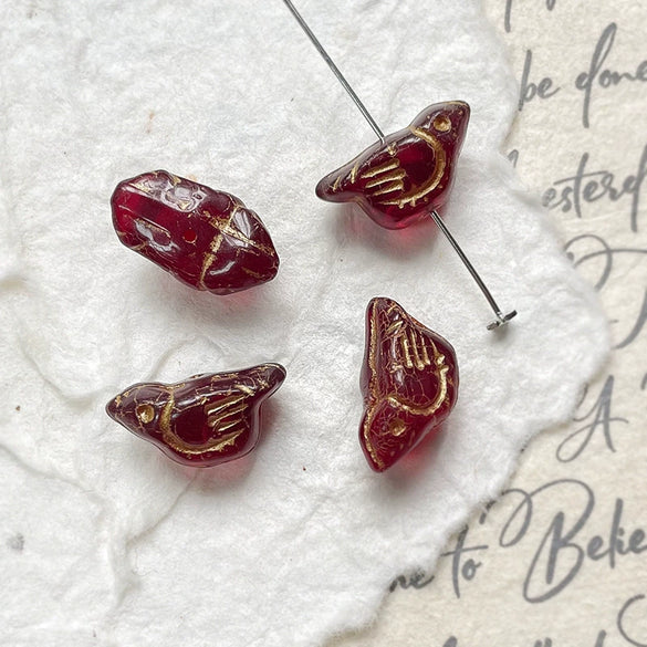 Wholesale Loose Beads Jewelry Accessories Glass Glazed Bird Pattern Retro Diy Handmade Bracelet Necklace