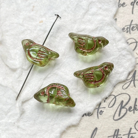 Wholesale Loose Beads Jewelry Accessories Glass Glazed Bird Pattern Retro Diy Handmade Bracelet Necklace