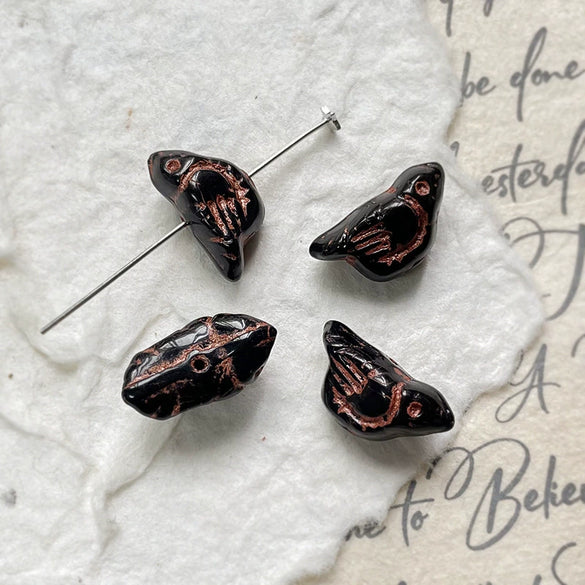 Wholesale Loose Beads Jewelry Accessories Glass Glazed Bird Pattern Retro Diy Handmade Bracelet Necklace