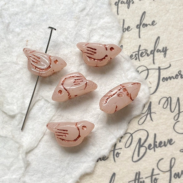 Wholesale Loose Beads Jewelry Accessories Glass Glazed Bird Pattern Retro Diy Handmade Bracelet Necklace