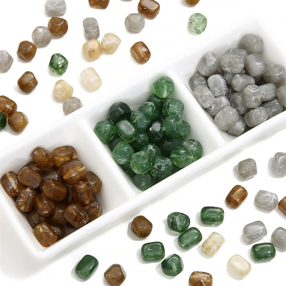 Wholesale Loose Beads Plastic And Resin Imitation Amber Stone Irregular Round Shape Simple Style Diy Handmade Beaded Necklace And Bracelet Material Accessories