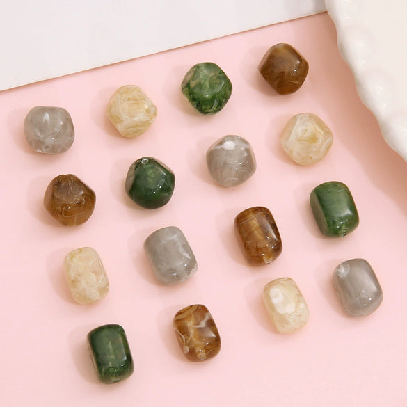 Wholesale Loose Beads Plastic And Resin Imitation Amber Stone Irregular Round Shape Simple Style Diy Handmade Beaded Necklace And Bracelet Material Accessories
