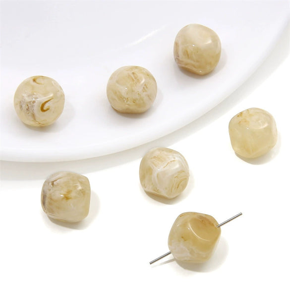 Wholesale Loose Beads Plastic And Resin Imitation Amber Stone Irregular Round Shape Simple Style Diy Handmade Beaded Necklace And Bracelet Material Accessories