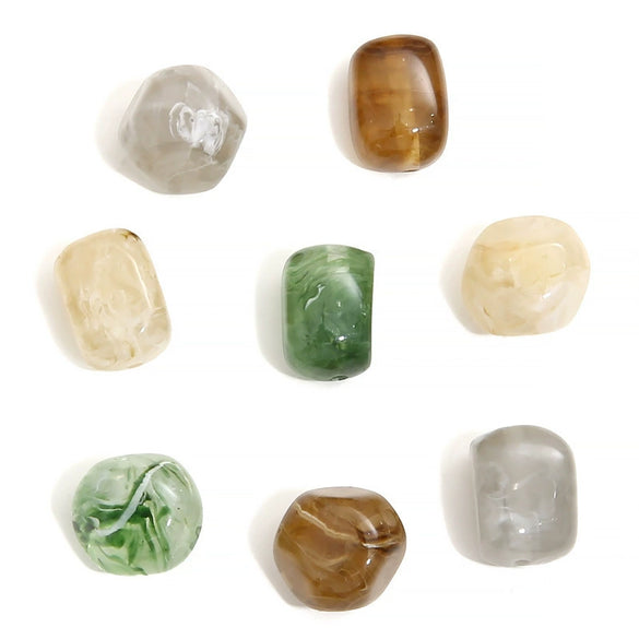 Wholesale Loose Beads Plastic And Resin Imitation Amber Stone Irregular Round Shape Simple Style Diy Handmade Beaded Necklace And Bracelet Material Accessories