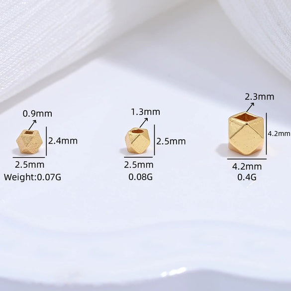 Wholesale Loose Beads S925 Sterling Silver Multisided Faceted Rhombus Handmade Electroplated Diy Bracelet Necklace Accessories