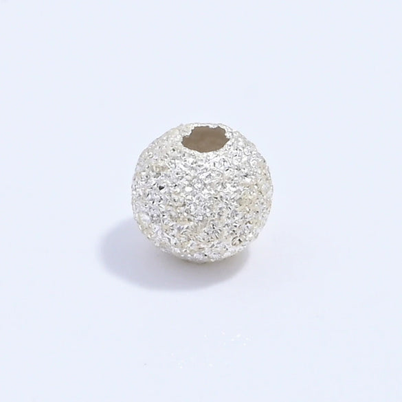 Wholesale Loose Beads Silver S925 Sterling Glitter Sand Frosted Baby's Breath Electroplated Round Beads Accessories