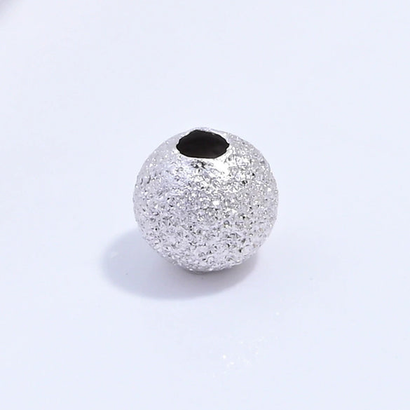 Wholesale Loose Beads Silver S925 Sterling Glitter Sand Frosted Baby's Breath Electroplated Round Beads Accessories