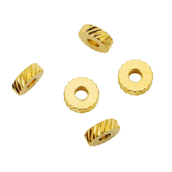 Wholesale Loose Beads Stainless Steel Plaid Wheel Flat Jewelry Accessories Electroplated