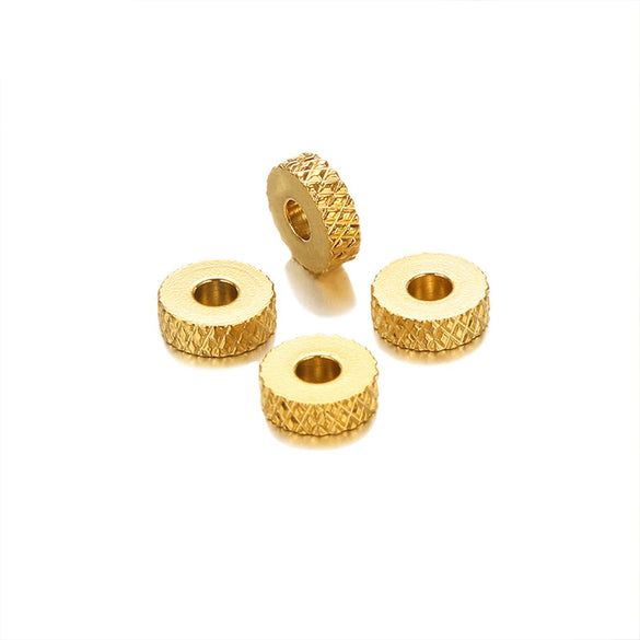 Wholesale Loose Beads Stainless Steel Plaid Wheel Flat Jewelry Accessories Electroplated