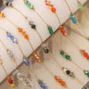 Wholesale Loose Chain Stainless Steel Fantasy Colorful Crystal Spacer Real Gold Electroplated Handmade