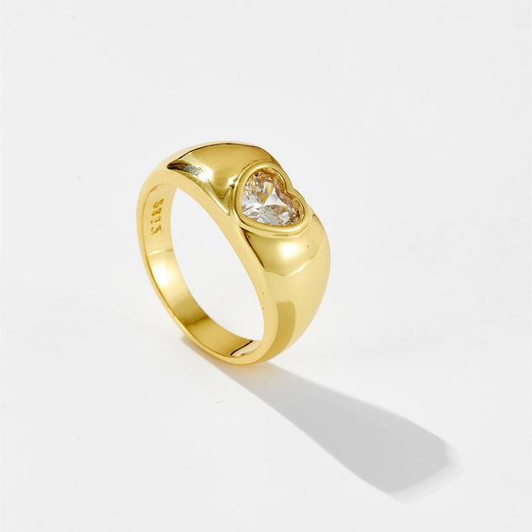 Wholesale Love Design Microinlaid Zircon Stacked Ring Jewelry In Copper With Geometric Shape And Electroplated Finish For Women And Unisex