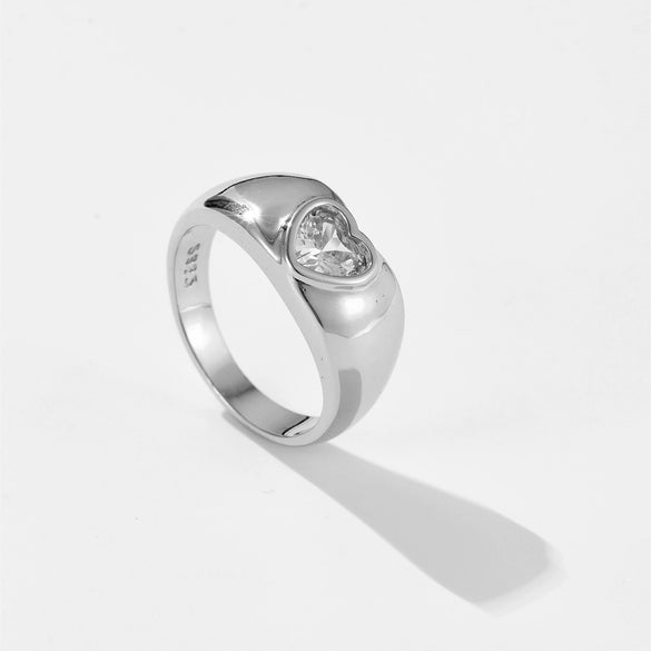 Wholesale Love Design Microinlaid Zircon Stacked Ring Jewelry In Copper With Geometric Shape And Electroplated Finish For Women And Unisex