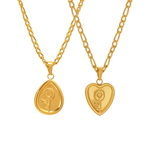 Wholesale Love Flower Pendant Necklace Stainless Steel Plated 18K Gold Geometric Pattern Electroplated Women's Accessories
