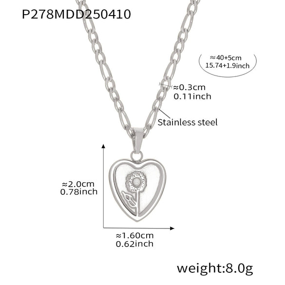 Wholesale Love Flower Pendant Necklace Stainless Steel Plated 18K Gold Geometric Pattern Electroplated Women's Accessories