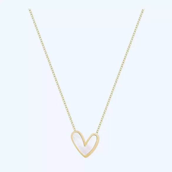 Wholesale Love Fritillaria Heart Shape Titanium Steel Electroplated Pendant Necklace And Earrings Jewelry For Women
