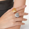 Wholesale Love Heartshaped Rhomboid Open Ring For Women In Fashion Style Titanium Steel 18K Gold Plated