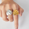 Wholesale Love Heartshaped Rhomboid Open Ring For Women In Fashion Style Titanium Steel 18K Gold Plated