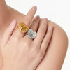 Wholesale Love Heartshaped Rhomboid Open Ring For Women In Fashion Style Titanium Steel 18K Gold Plated