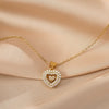 Wholesale Love Hollow Diamond Embedded Peach Heart Titanium Steel Clavicle Necklace For Women