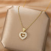 Wholesale Love Hollow Diamond Embedded Peach Heart Titanium Steel Clavicle Necklace For Women