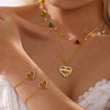 Wholesale Love Letter Stacked Necklace And Bracelet Set With Super Flash Zircon Light Luxury Style Made Of Stainless Steel And Zircon Electroplated For Women