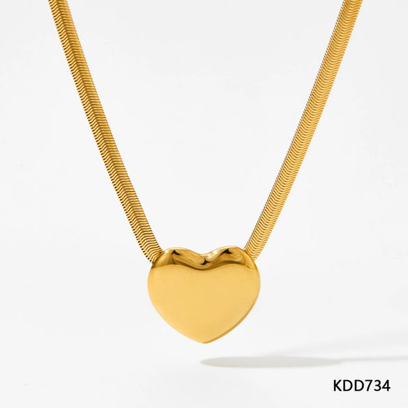 Wholesale Love Necklace Stainless Steel Heart Shaped Clavicle Chain With Snake Bone Chain Electroplated Light Luxury Niche Pendant Jewelry