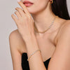 Wholesale Love Shaped 5A Zircon Inlaid Titanium Steel Clavicle Necklace And Bracelet Jewelry Suit With Electroplating For Women