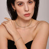Wholesale Love Shaped 5A Zircon Inlaid Titanium Steel Clavicle Necklace And Bracelet Jewelry Suit With Electroplating For Women
