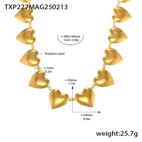 Wholesale Love Stitching Chain Necklace And Bracelet Suit Light Luxury Stainless Steel Electroplated Jewelry For Women