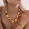 Wholesale Love Stitching Chain Necklace And Bracelet Suit Light Luxury Stainless Steel Electroplated Jewelry For Women