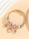 Wholesale Lovely Animal Style Stainless Steel Electroplated Beaded Bracelet With Multielement Oil Drop Rhinestone Jewelry Accessories
