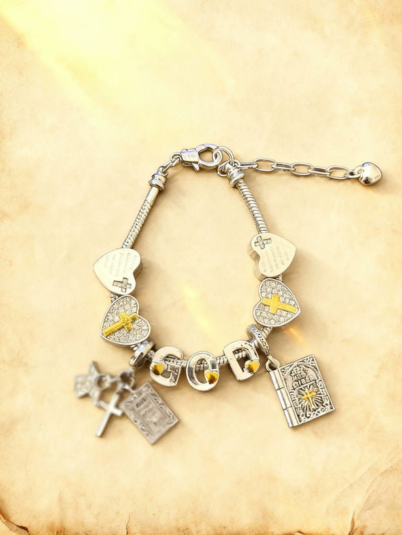 Wholesale Lovely Animal Style Stainless Steel Electroplated Beaded Bracelet With Multielement Oil Drop Rhinestone Jewelry Accessories