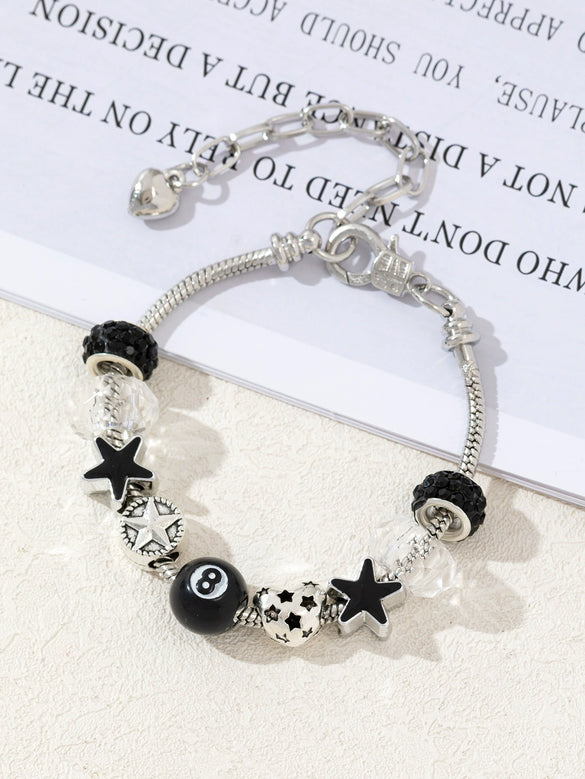 Wholesale Lovely Animal Style Stainless Steel Electroplated Beaded Bracelet With Multielement Oil Drop Rhinestone Jewelry Accessories