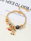 Wholesale Lovely Animal Style Stainless Steel Electroplated Beaded Bracelet With Multielement Oil Drop Rhinestone Jewelry Accessories