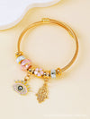 Wholesale Lovely Animal Style Stainless Steel Electroplated Beaded Bracelet With Multielement Oil Drop Rhinestone Jewelry Accessories
