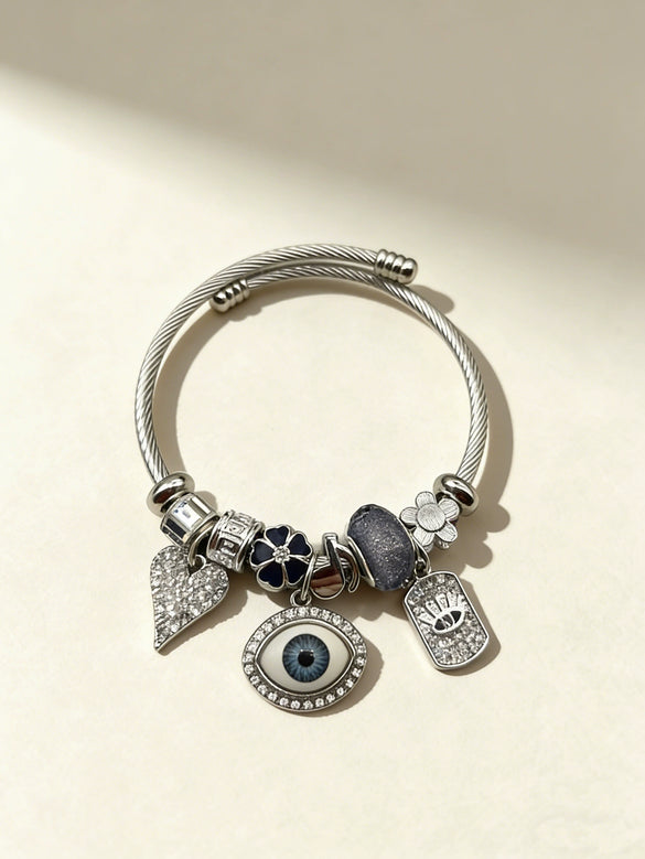 Wholesale Lovely Animal Style Stainless Steel Electroplated Beaded Bracelet With Multielement Oil Drop Rhinestone Jewelry Accessories