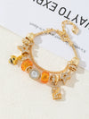 Wholesale Lovely Animal Style Stainless Steel Electroplated Beaded Bracelet With Multielement Oil Drop Rhinestone Jewelry Accessories