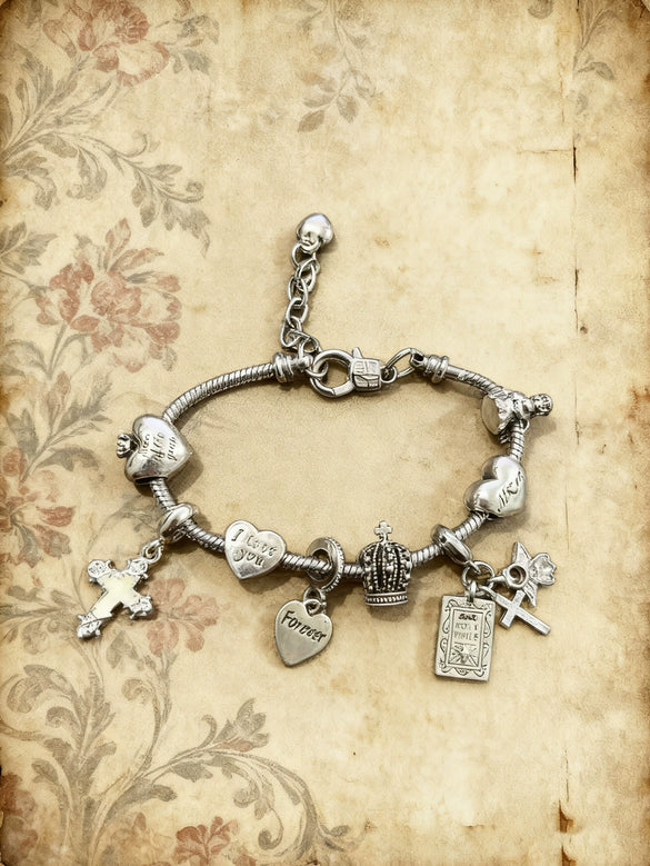 Wholesale Lovely Animal Style Stainless Steel Electroplated Beaded Bracelet With Multielement Oil Drop Rhinestone Jewelry Accessories