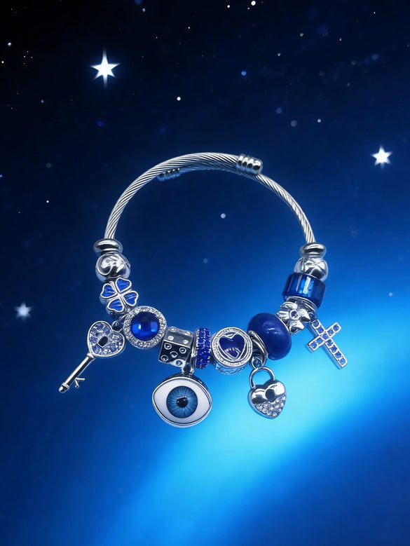 Wholesale Lovely Animal Style Stainless Steel Electroplated Beaded Bracelet With Multielement Oil Drop Rhinestone Jewelry Accessories