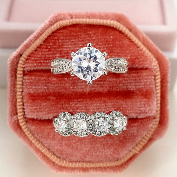 Wholesale Lovers Ring Copper Light Luxury Geometric Zircon